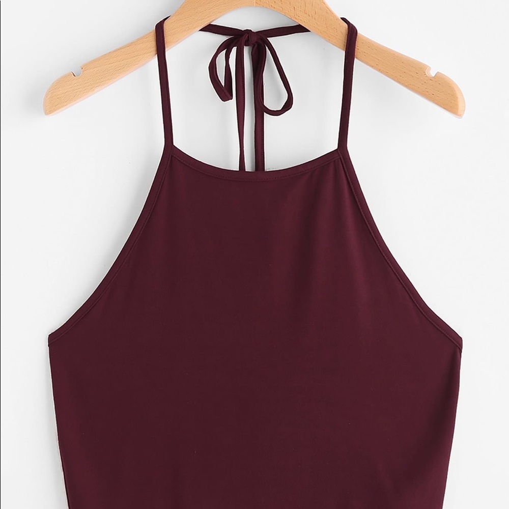 Burgundy Self tie Halter Top